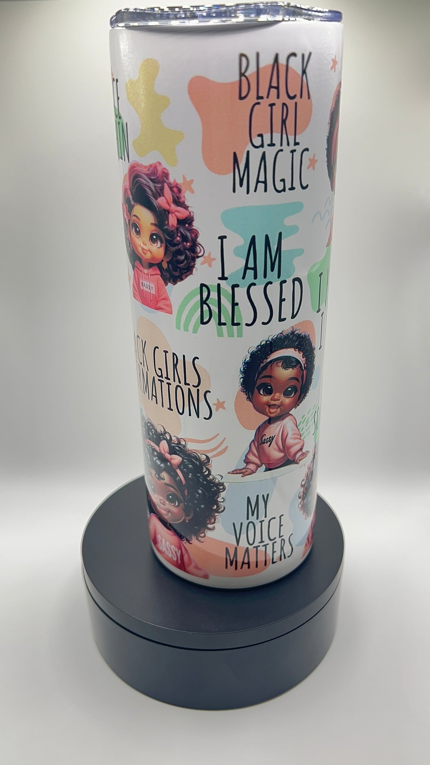 Black Girl Affirmations Skinny Tumbler