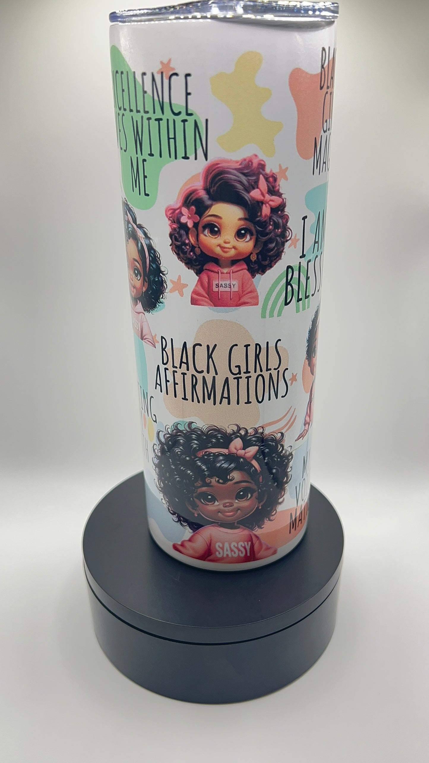 Black Girl Affirmations Skinny Tumbler