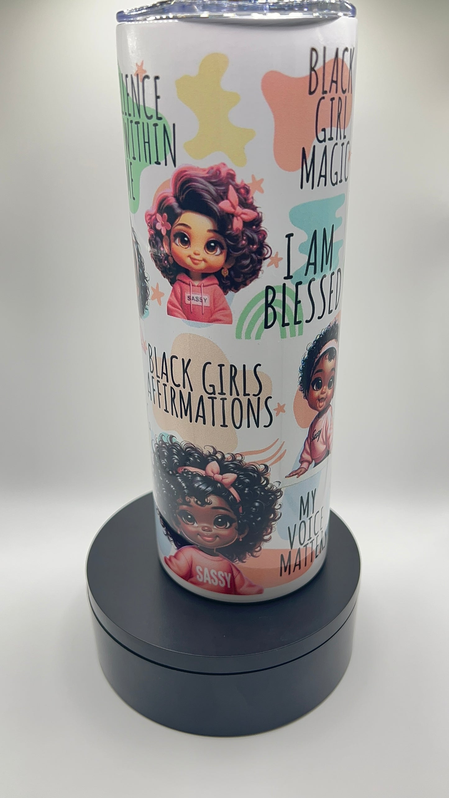 Black Girl Affirmations Skinny Tumbler