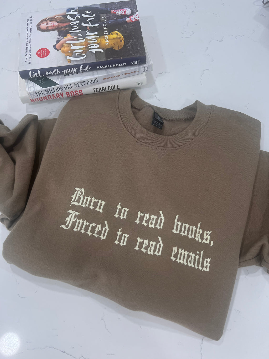 Born to read books, forced to read emails crewneck