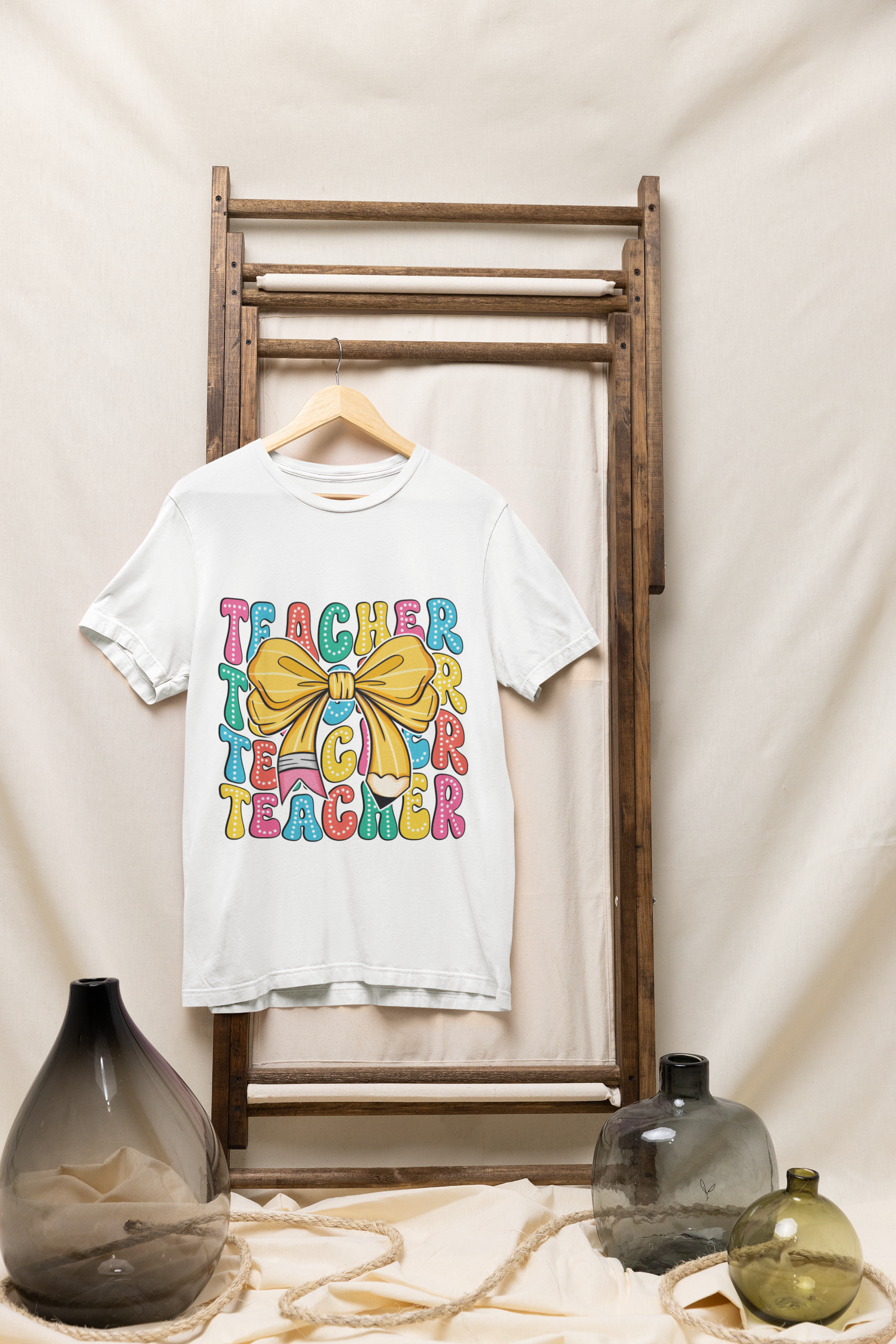 Trendy Teacher Coquette Shirt, Custom Teacher Shirt with Bow, Groovy Teacher Shirt