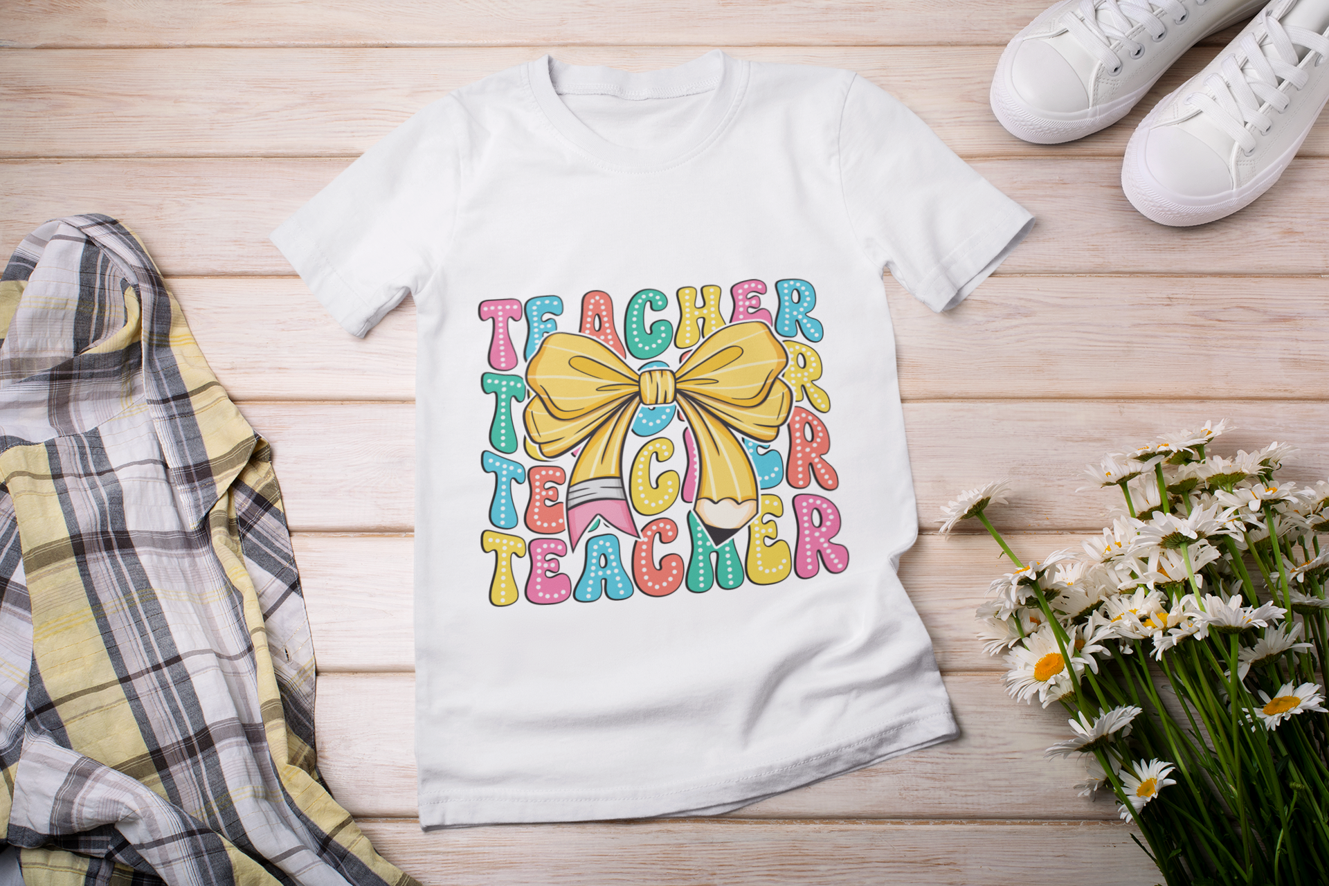 Trendy Teacher Coquette Shirt, Custom Teacher Shirt with Bow, Groovy Teacher Shirt