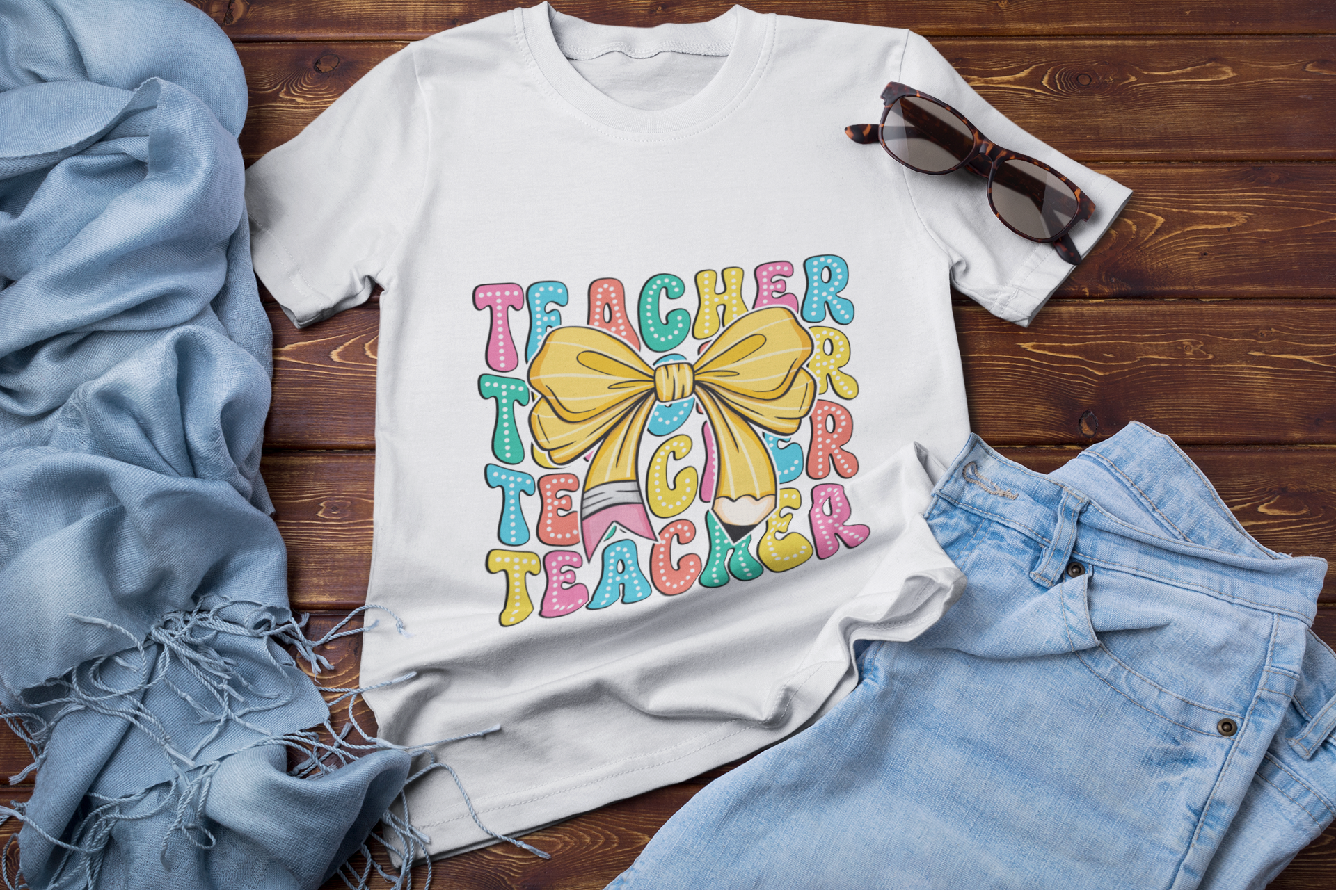 Trendy Teacher Coquette Shirt, Custom Teacher Shirt with Bow, Groovy Teacher Shirt